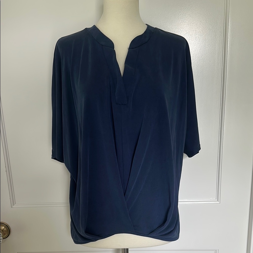 Ayla Blue Relaxed high/low gathered from tee